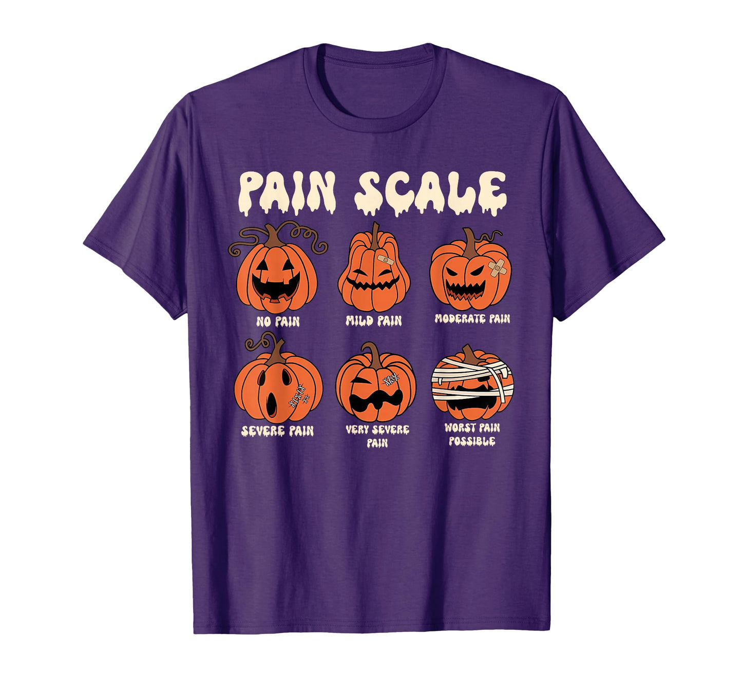 Pain Scale Spooky Pumpkin Fall Halloween Trauma Nurse Triage T-Shirt