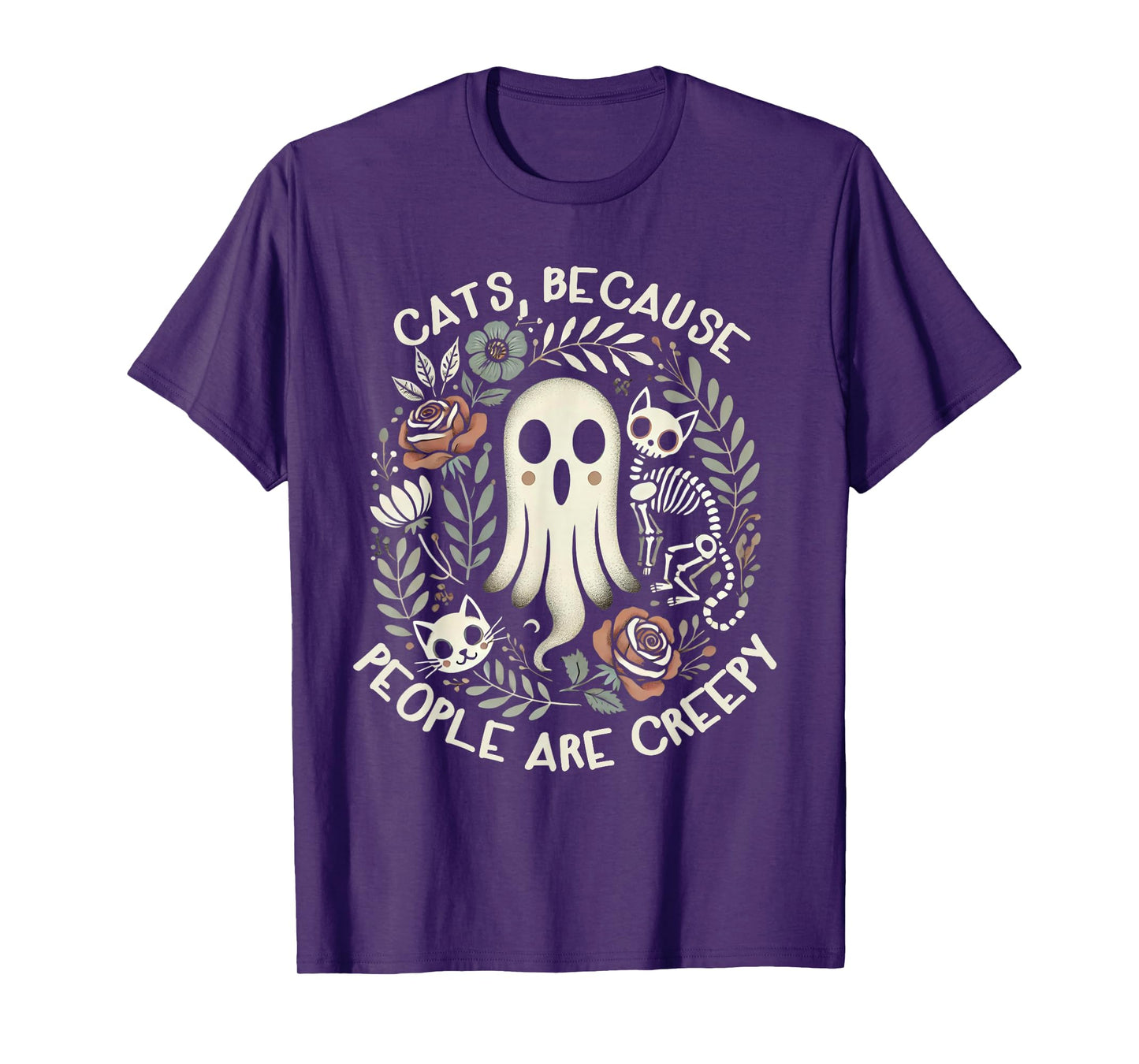 Retro Cats Because People Are Creepy Shirt Halloween T-Shirt