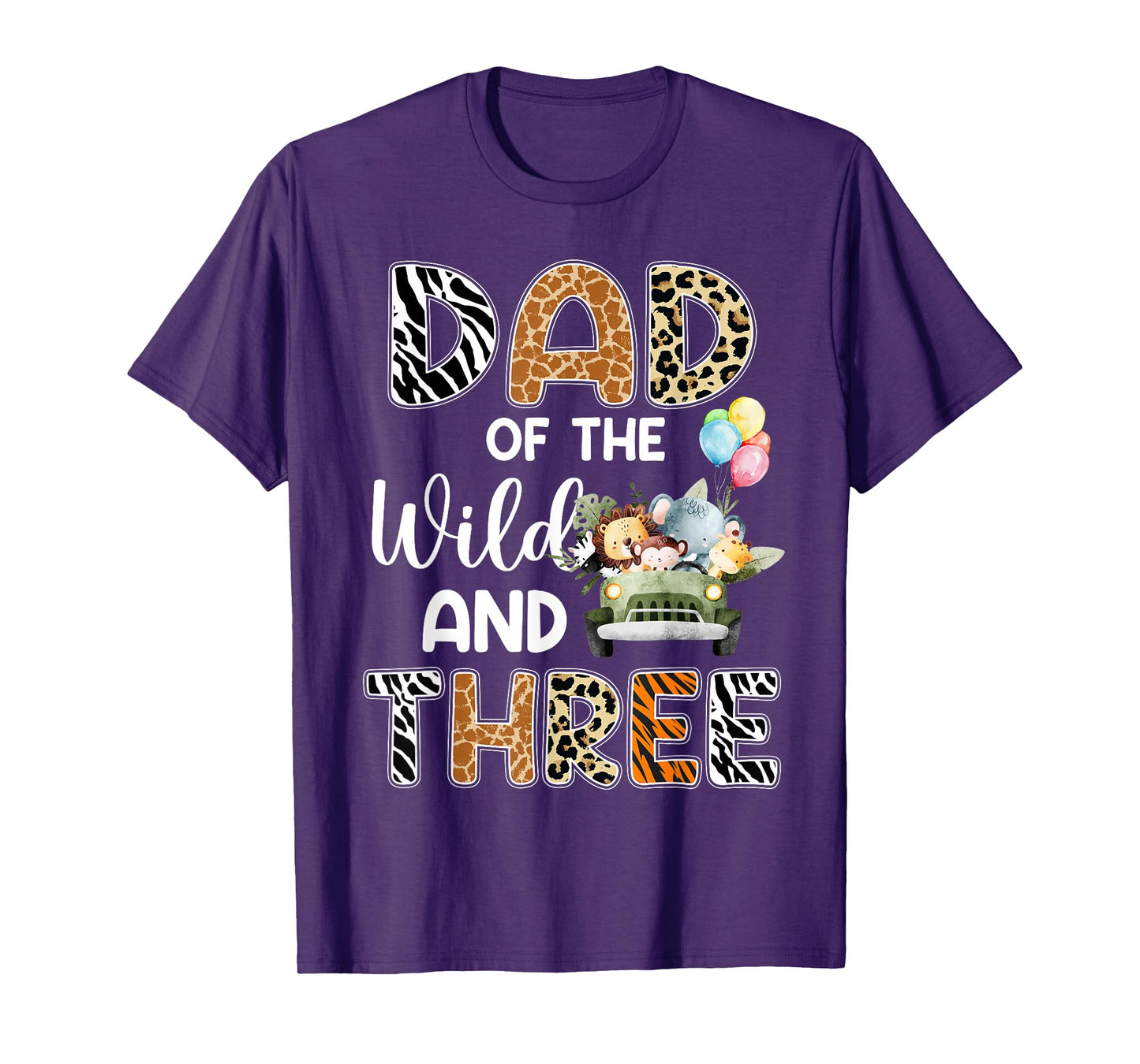 Dad Of The Wild and Three 3 Birthday Zoo Theme Safari Jungle T-Shirt