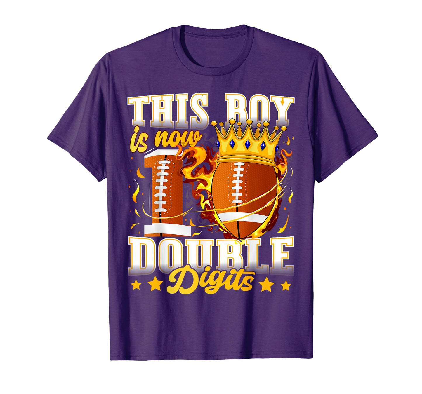 This Boy Now 10 Double Digits Football 10 Years Old Birthday T-Shirt