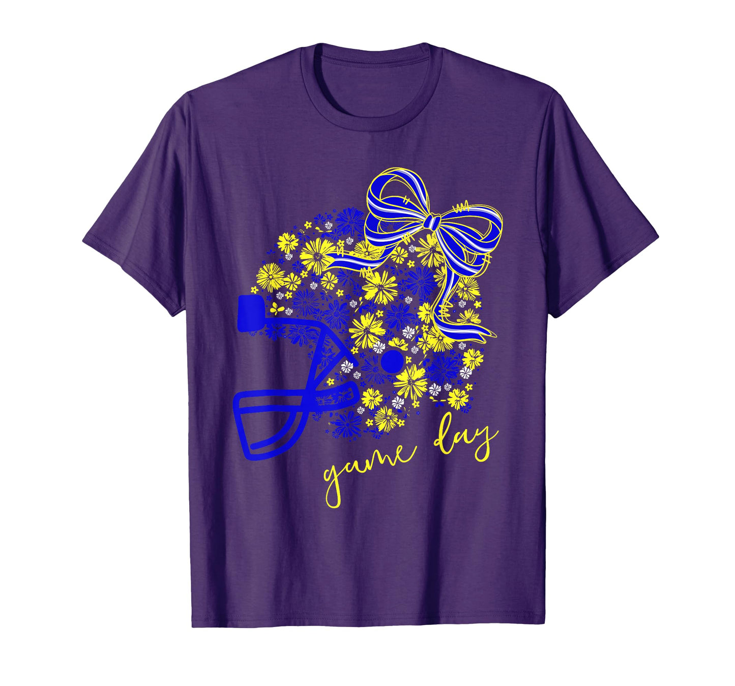Game Day Football Season Football Mama Girl Blue Gold Vibes T-Shirt