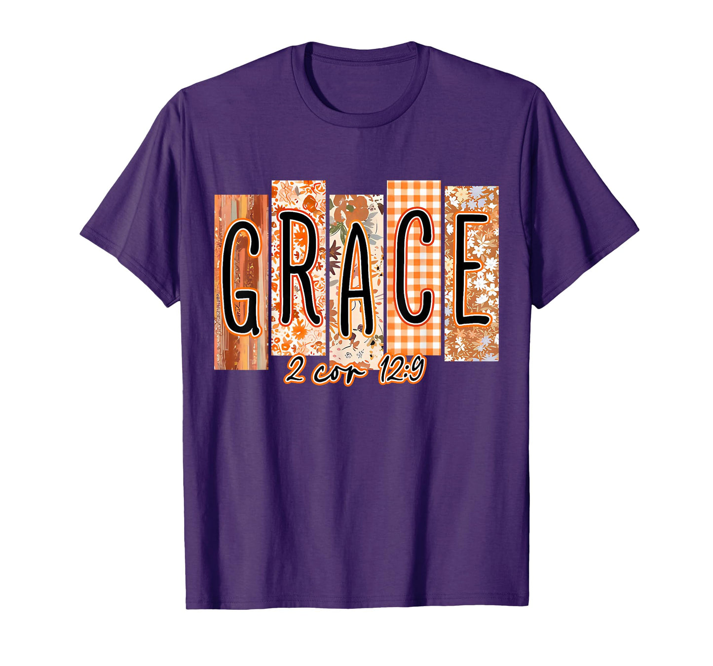 Grace Bible Verse Preppy Fall Christian Faith Pumpkin Spice T-Shirt