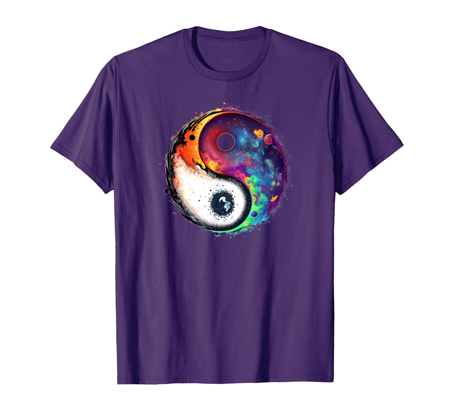 Yin Yang Feng Shui Ying Yang Zen Taijitu Colorful Galaxy T-Shirt