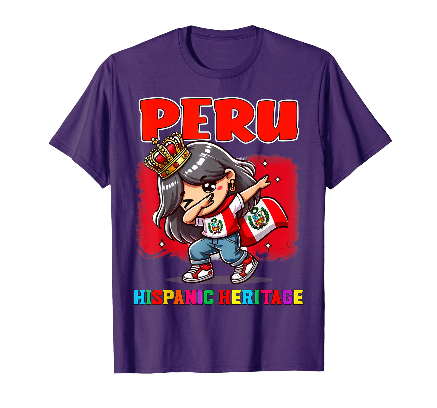 Peru Dabbing Girl Hispanic Heritage Celebration for Kids T-Shirt