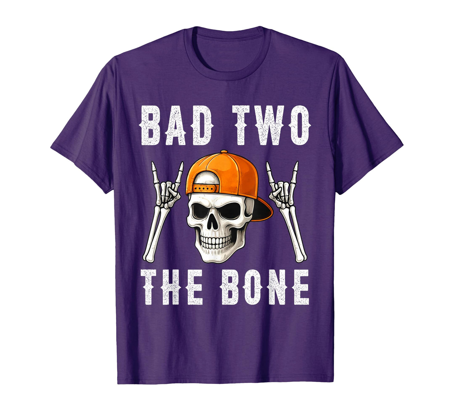 Bad Two The Bone Skull with Cap Halloween 2nd Birthday Boy T-Shirt