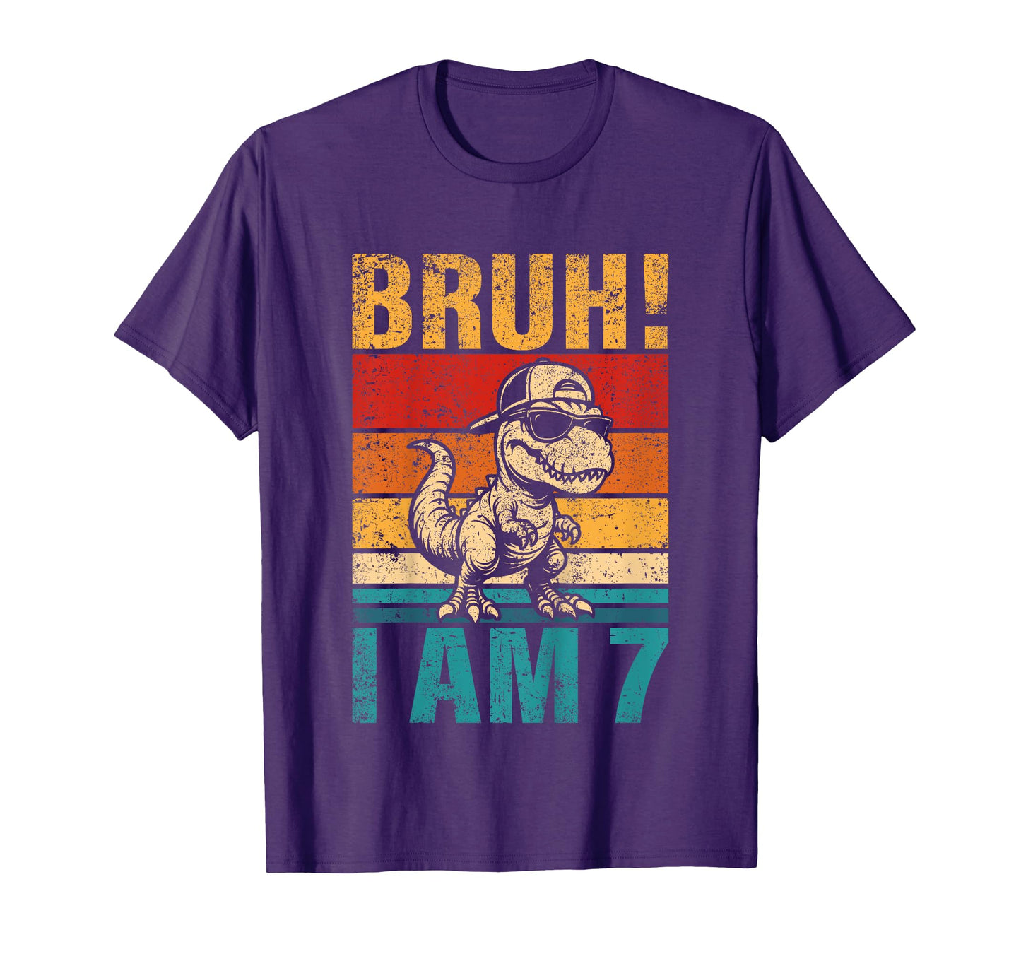 Kids 7 Year Old Birthday Boy Dinosaur Bruh It's My 7th Birthday T-Shirt