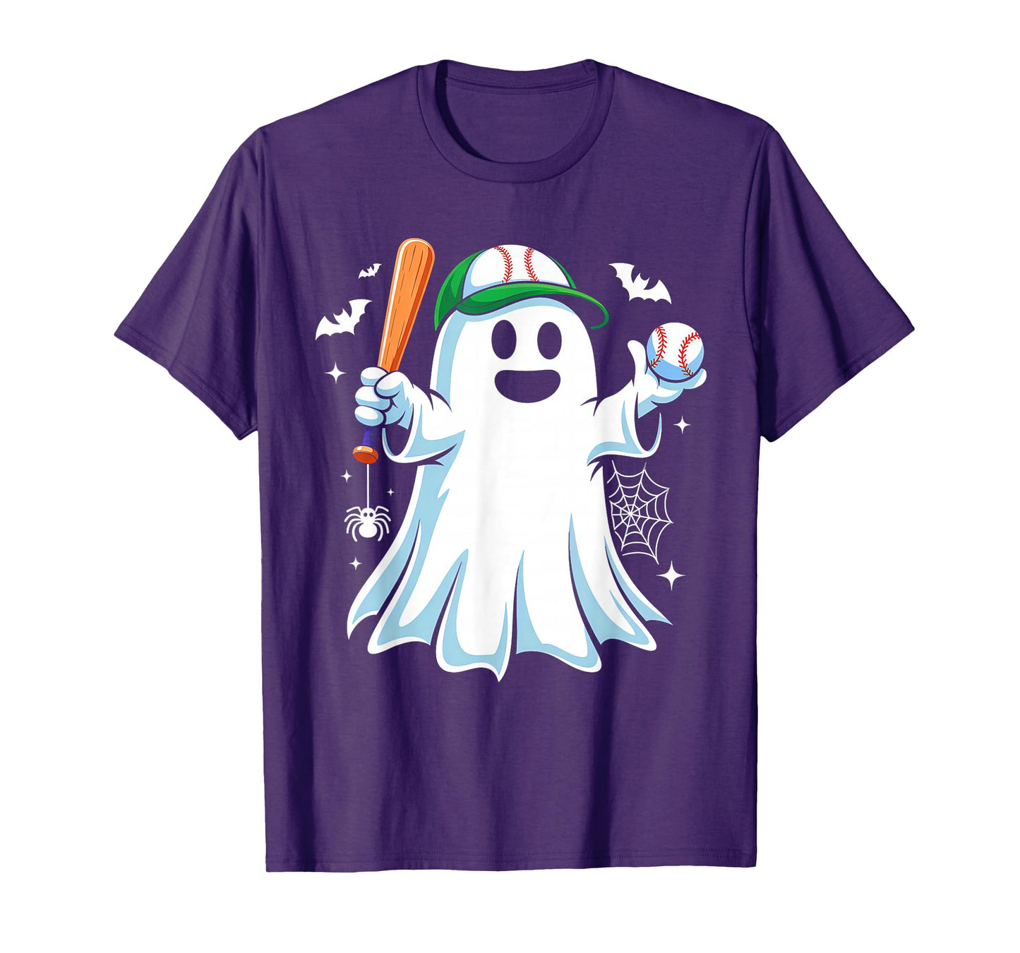 Boo Ghost Playing Baseball Funny Halloween Baseball Costume T-Shirt