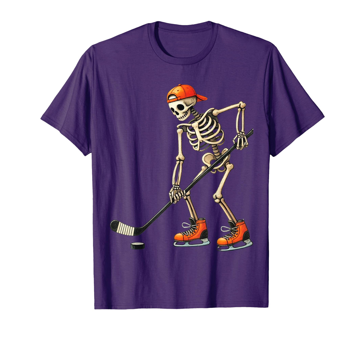 Skeleton Ice Hockey Halloween Costume Men Boys Kids Tee T-Shirt
