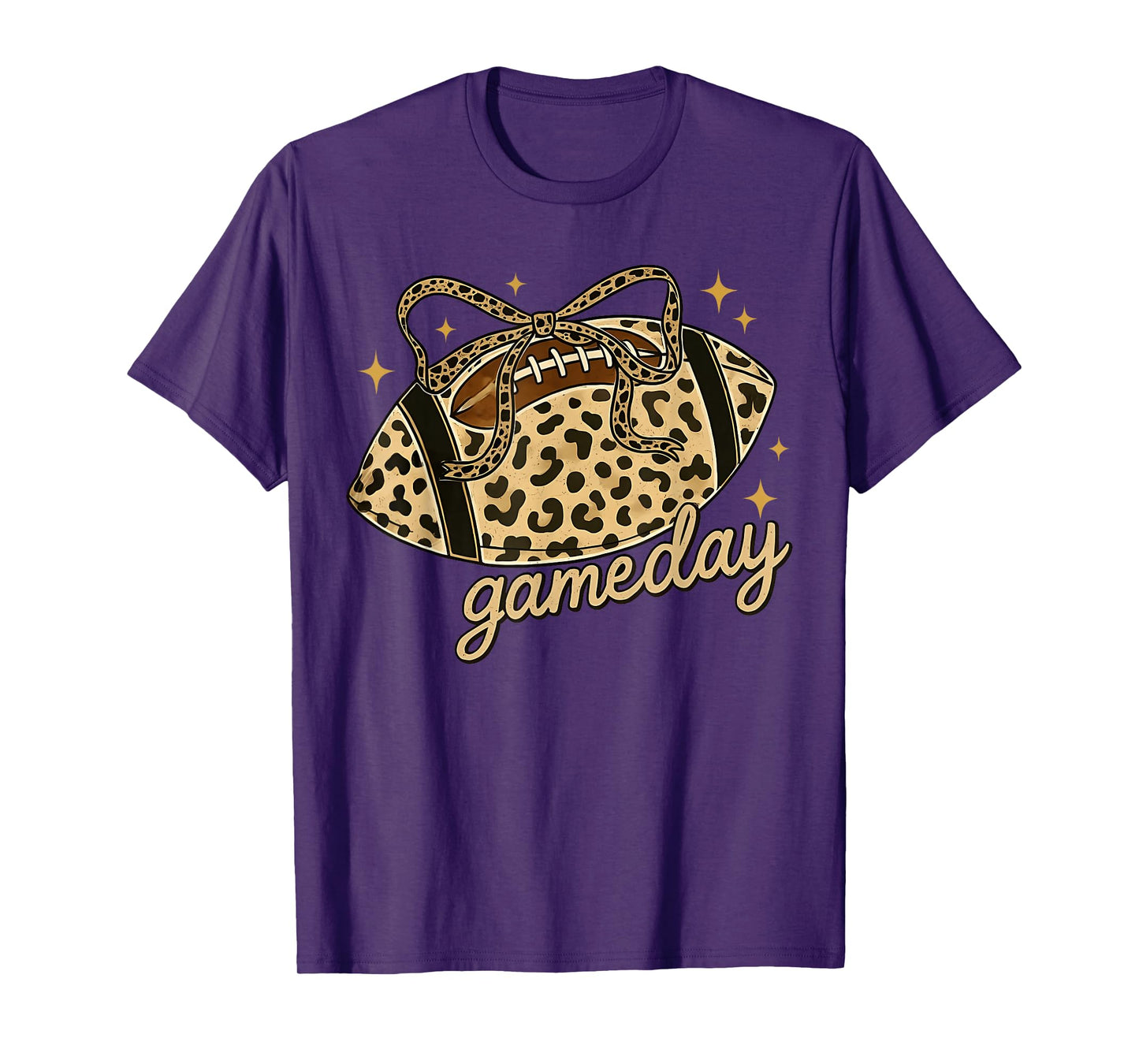 Football Game Day Womens Leopard Cheetah Game Day Football T-Shirt