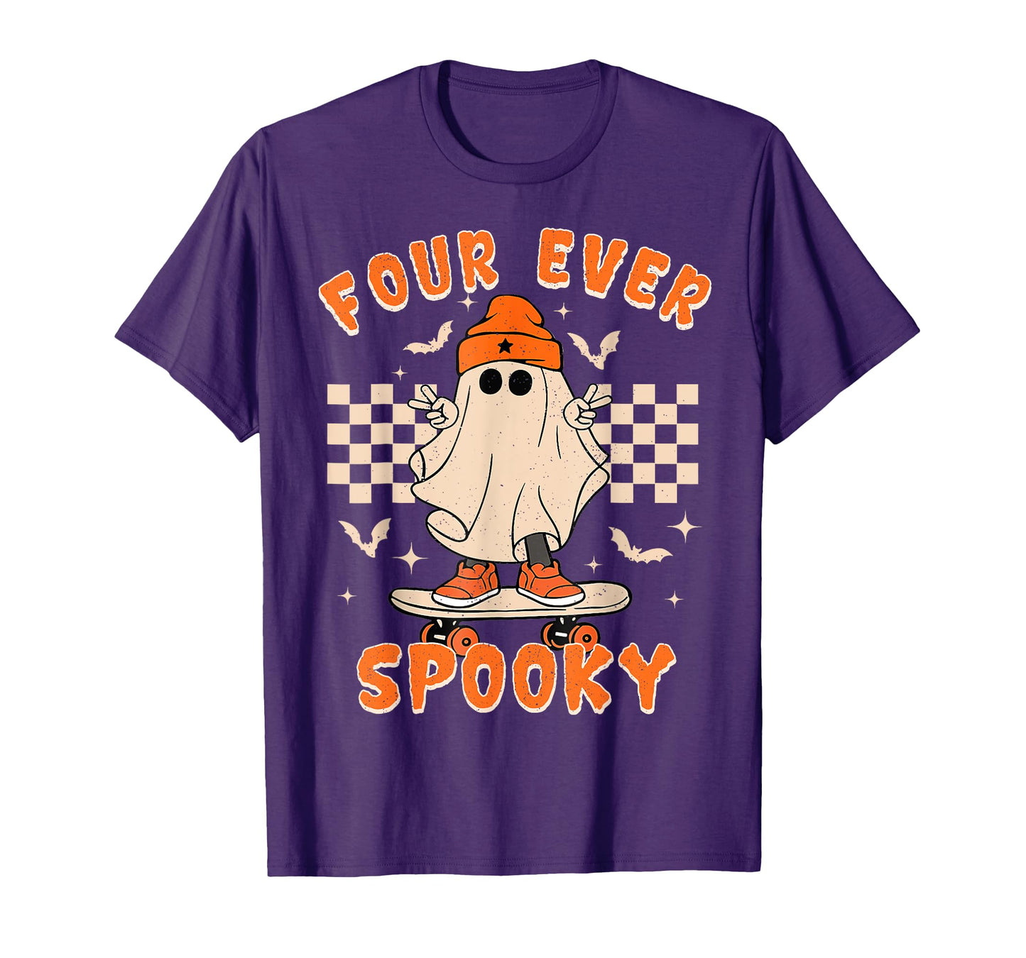 Four Ever Spooky Funny Ghost Halloween 4th Birthday Boy Kids T-Shirt