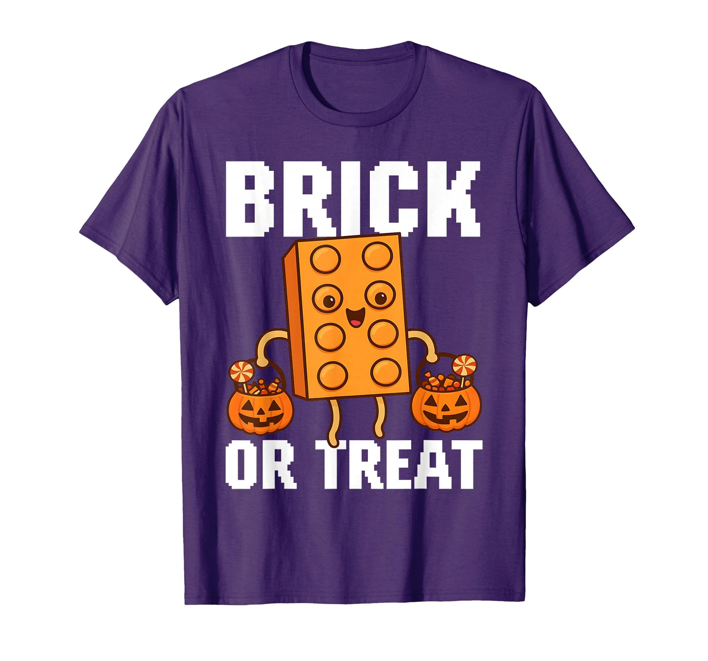 Brick Or Treat Halloween Master Builder Blocks Building Kids T-Shirt