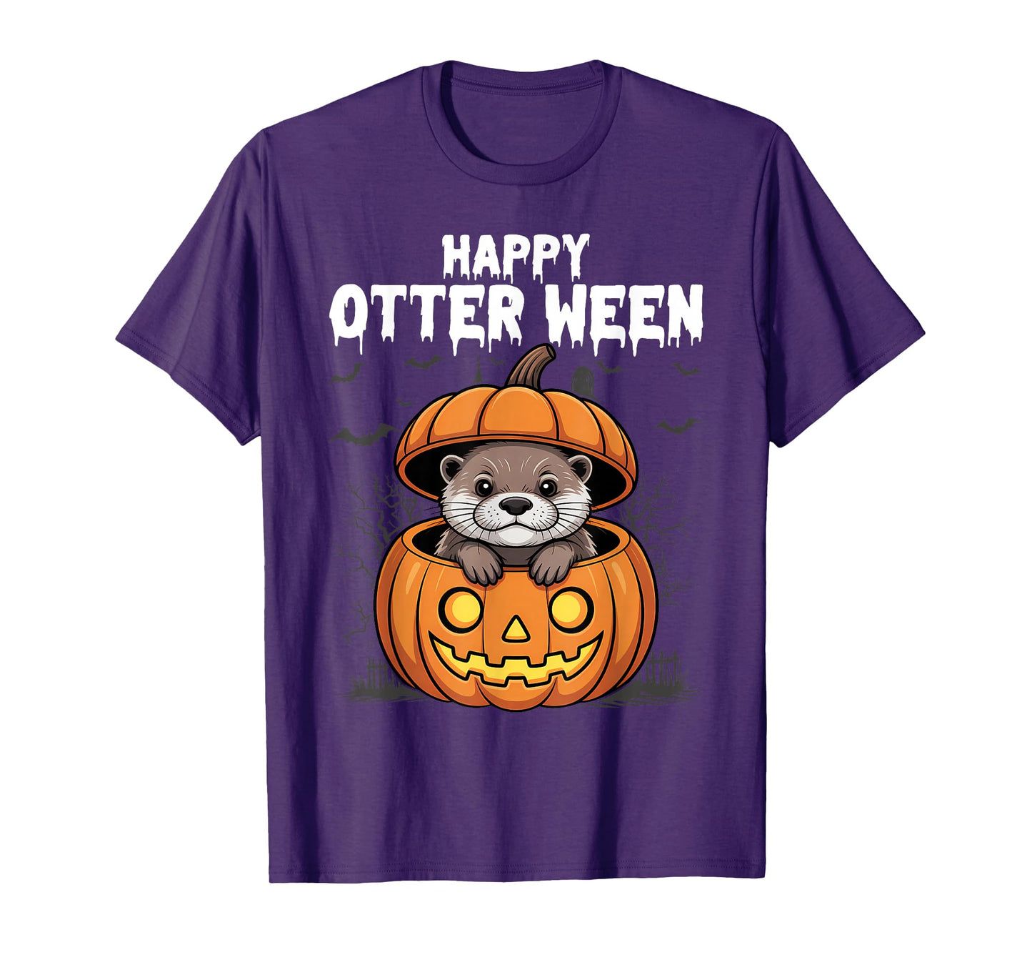 Happy Otter-Ween Lazy Halloween Costume Funny Animal Pun T-Shirt