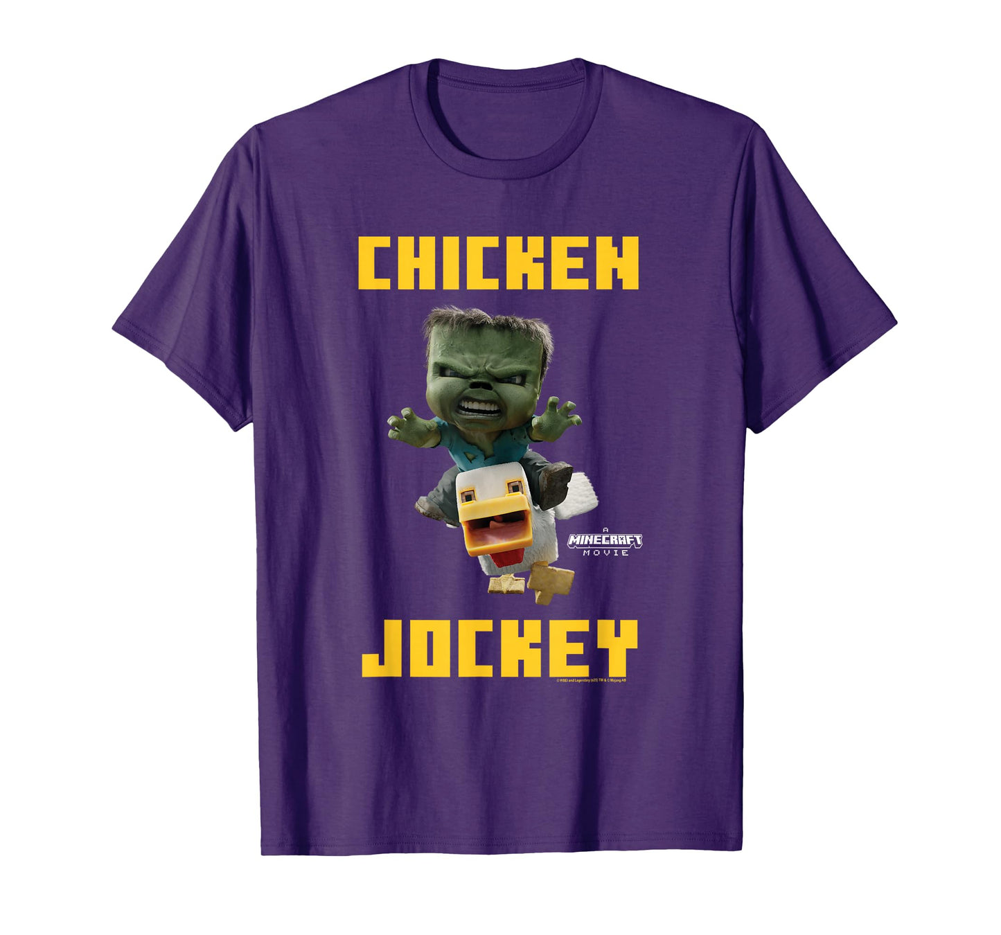 A Minecraft Movie Chicken Jockey Baby Zombie Logo T-Shirt