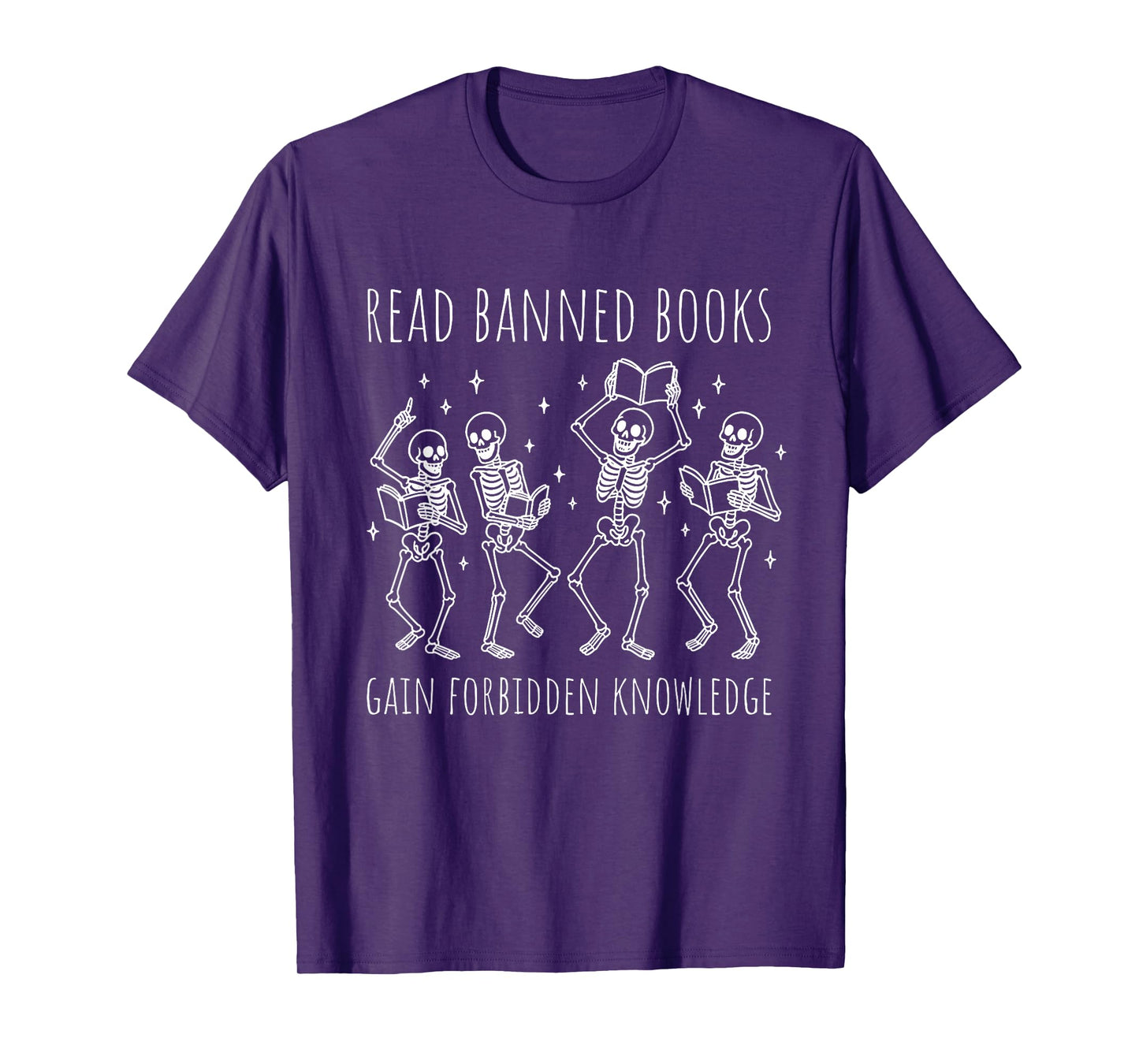 Funny Skeleton Read Banned Books Gain Forbidden Knowledge T-Shirt