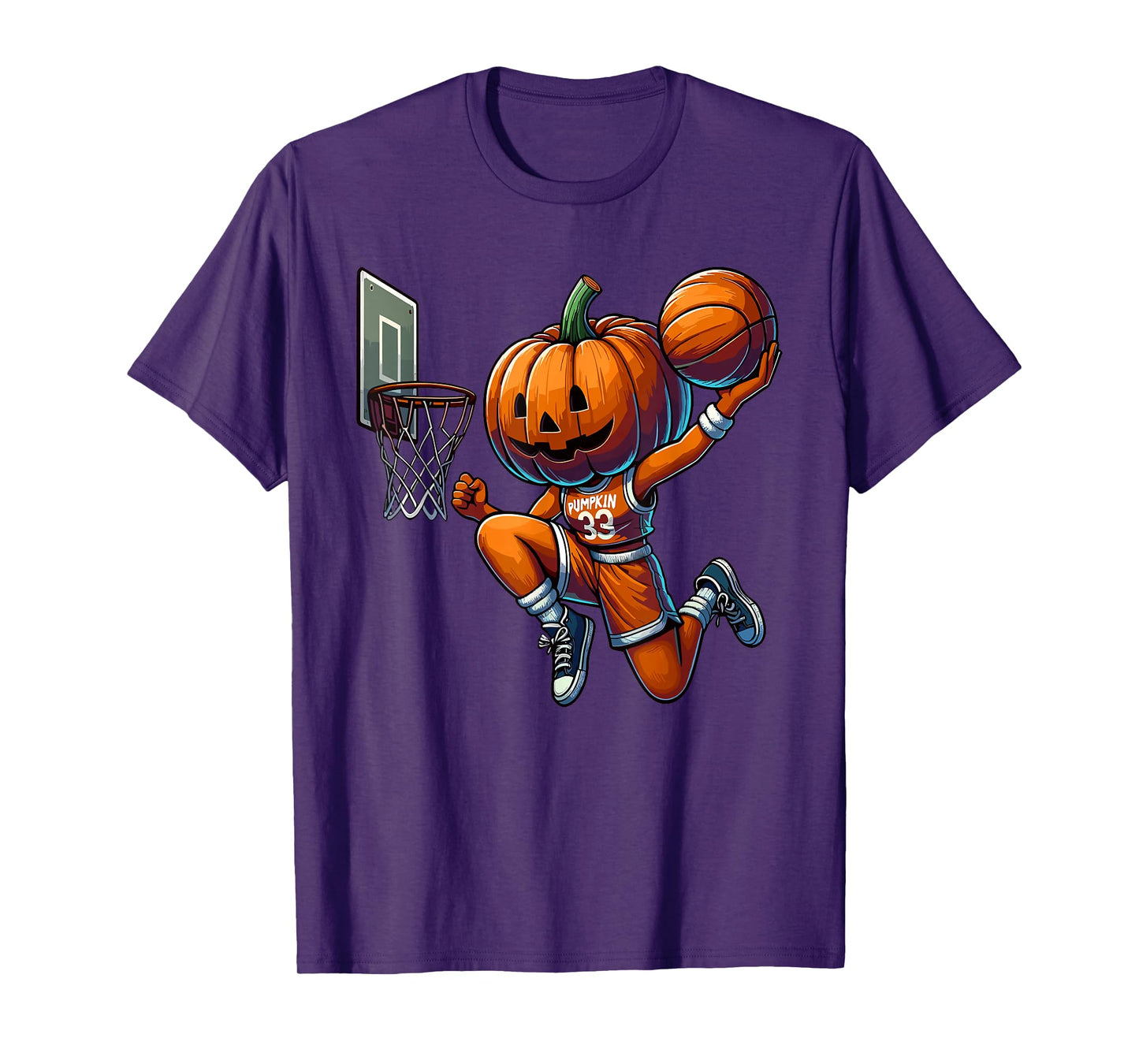 Pumpkin Playing Basketball Dunk Halloween Costume Sports T-Shirt