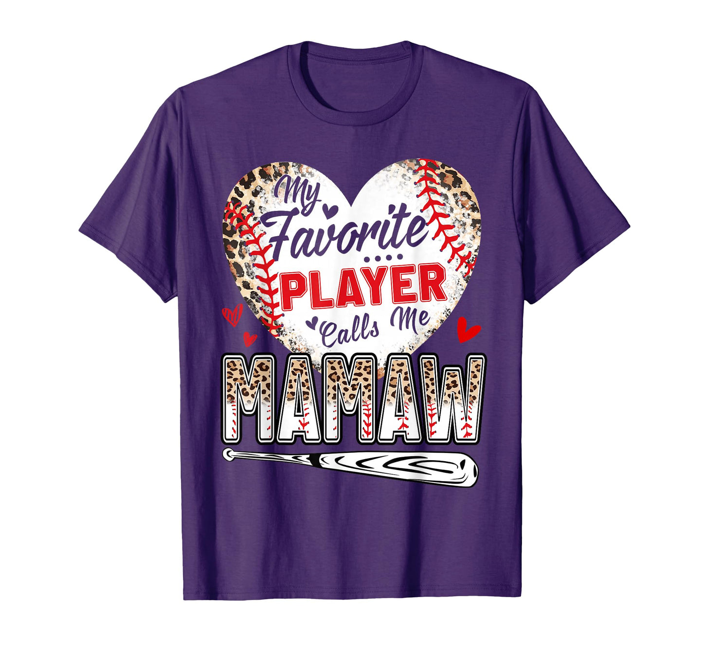 My Favorite Player Calls Me Mamaw Baseball Leopard T-Shirt