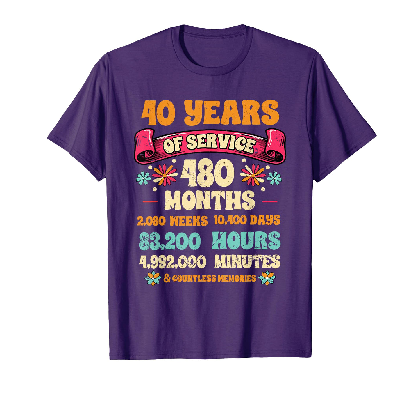 40 Years Of Service 40th Year Work Anniversary For Men Women T-Shirt