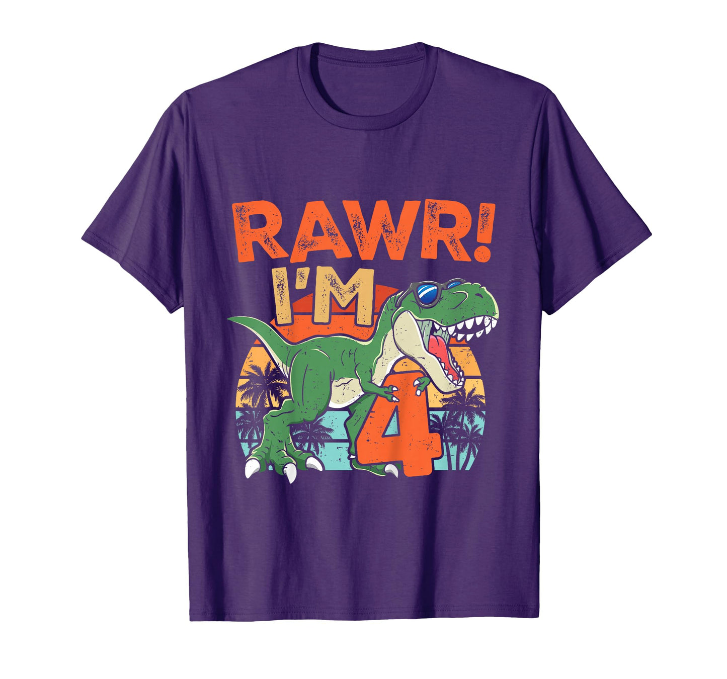 Rawr I'm Four Rex 4th Birthday Fourth Dinosaur 4 Year Old T-Shirt
