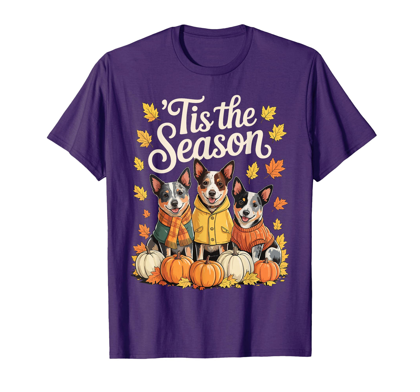 Tis The Season Blue Heeler Fall Autumn Pumpkin Dog T-Shirt