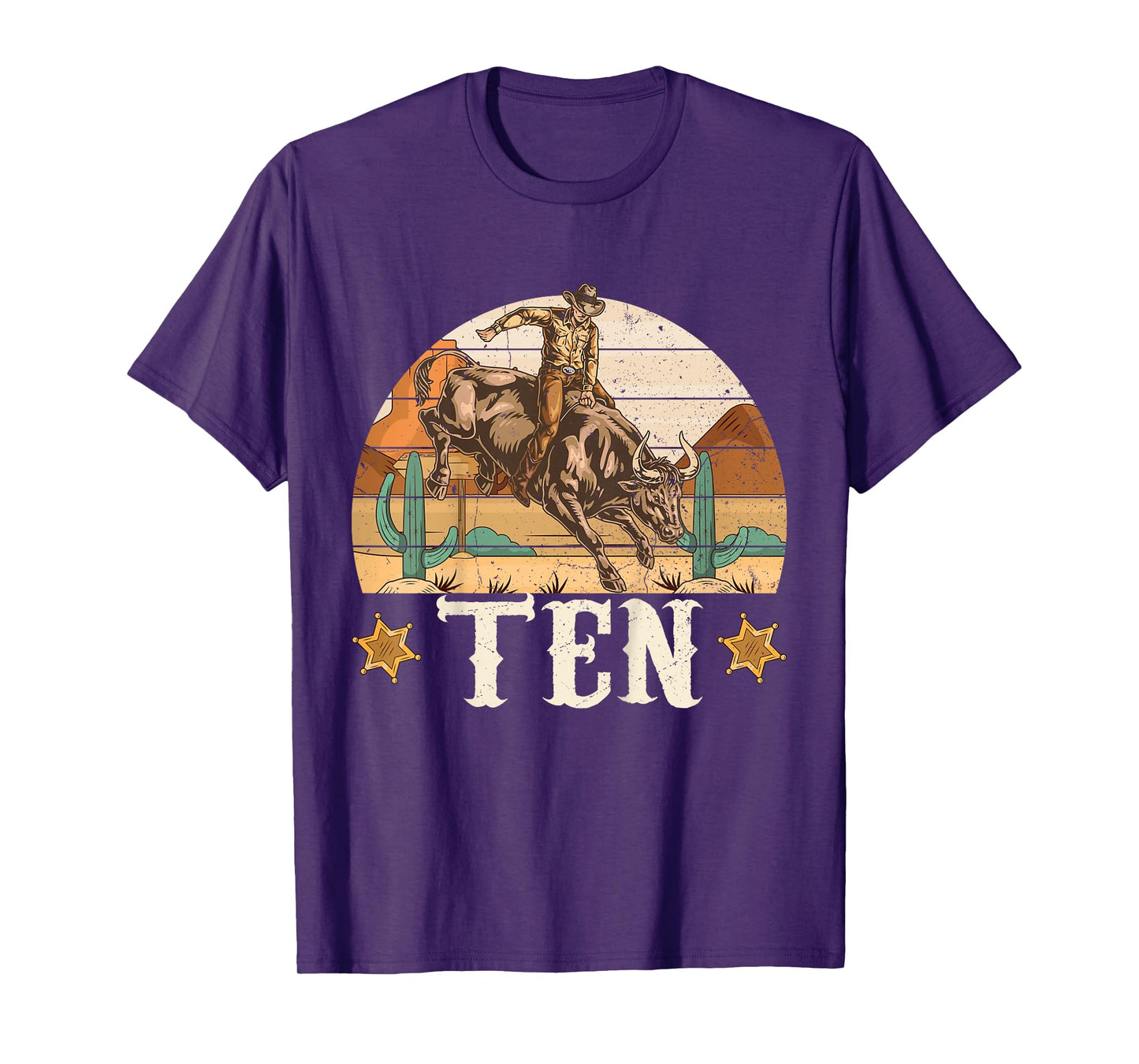 Bull Riding 10th Birthday 10 Years Old Boy Cowboy Rodeo T-Shirt