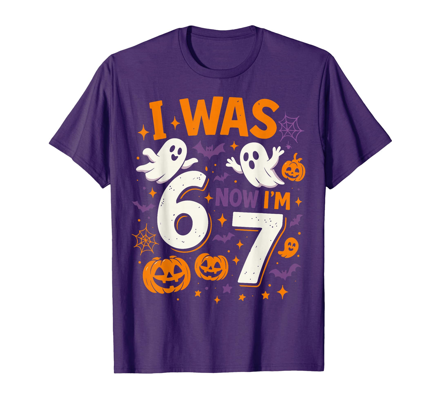 7 Year Old Birthday I was 6 Now I'm 7 Funny Halloween Ghost T-Shirt