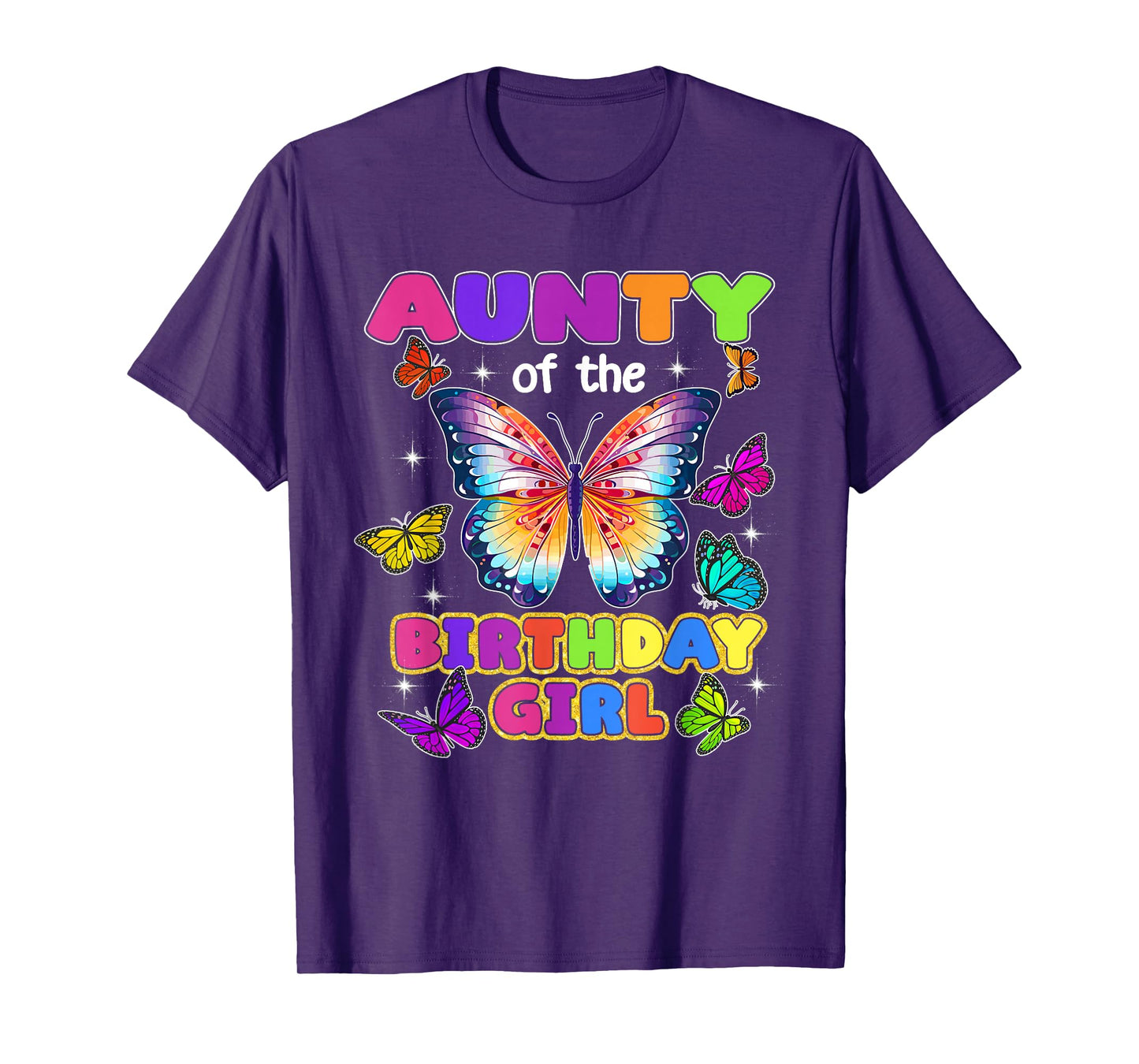 Aunty of The Birthday Girl Butterfly Family Matching T-Shirt