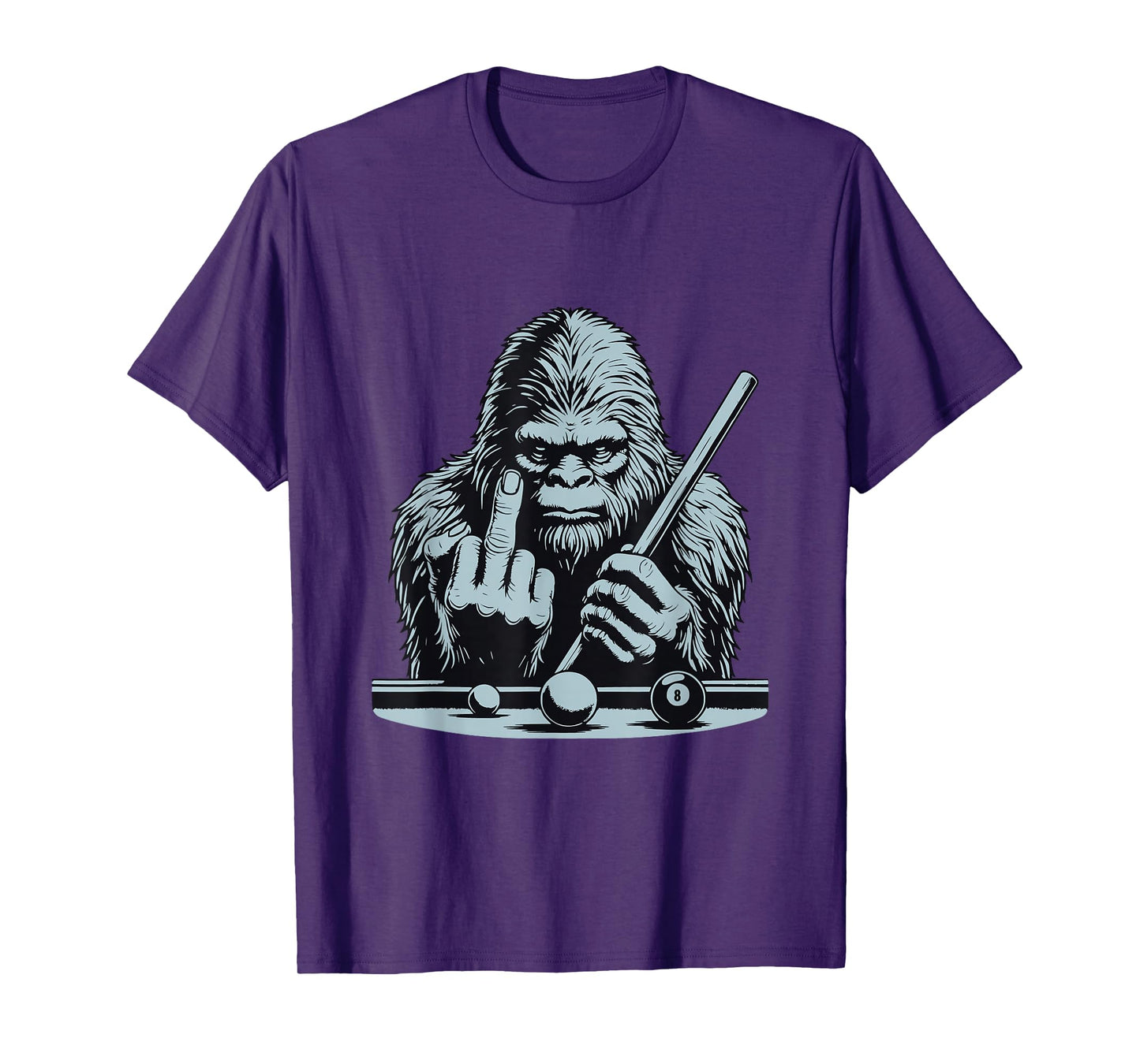Funny Retro Bigfoot Sasquatch Billiards Bassquatch Pool T-Shirt