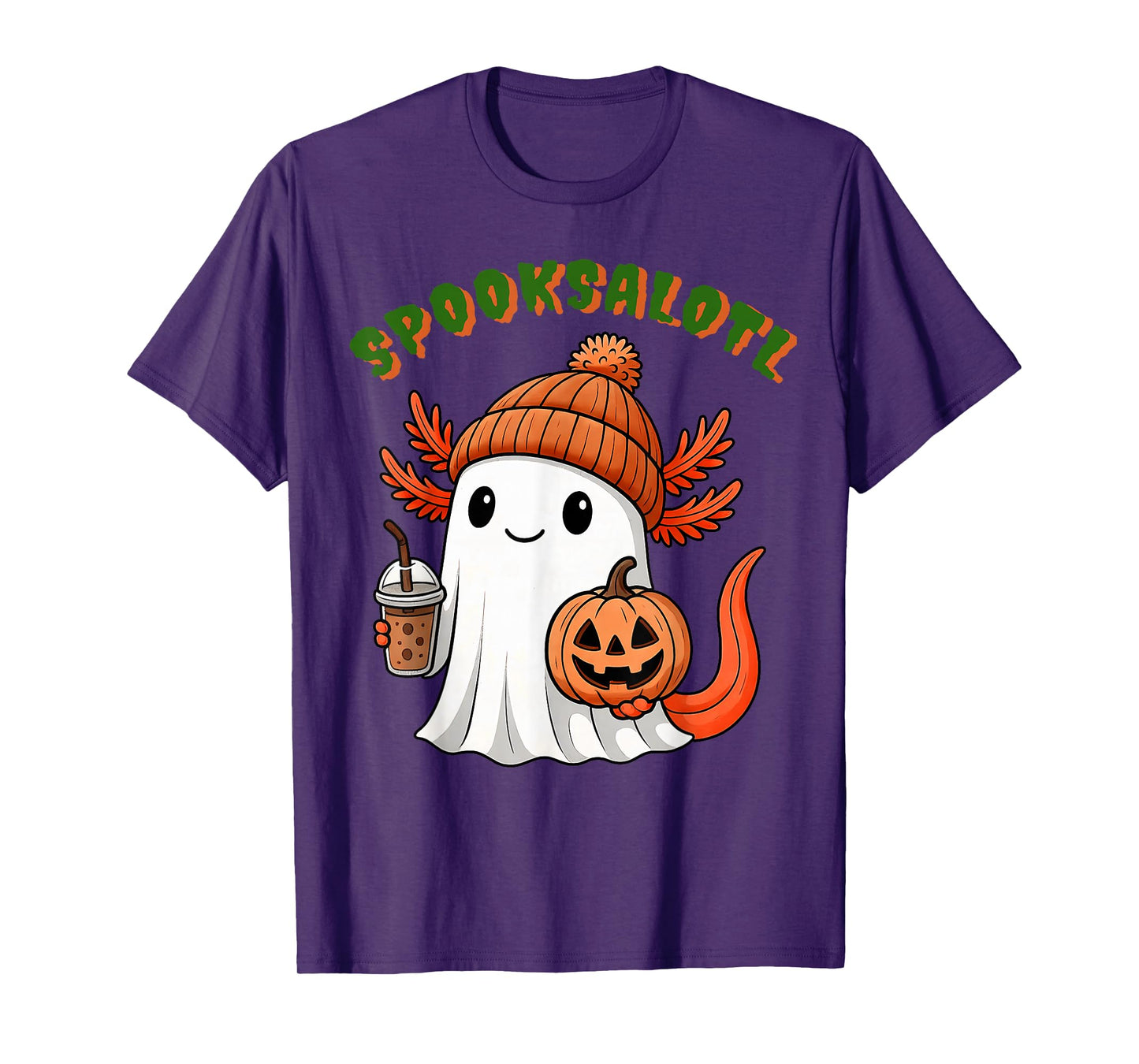 Spooksalotl Funny Spooky Axolotl Ghost Halloween Kids Youth T-Shirt