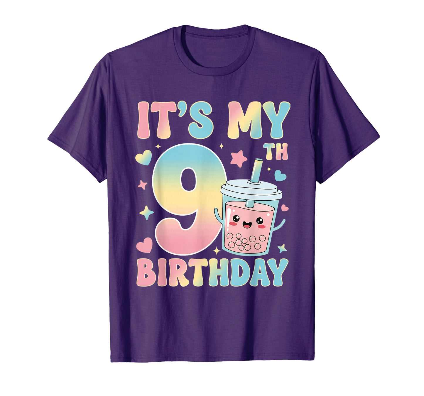 It's My 9th Birthday Bubble Boba Tea Party 9 Year Old Girl T-Shirt