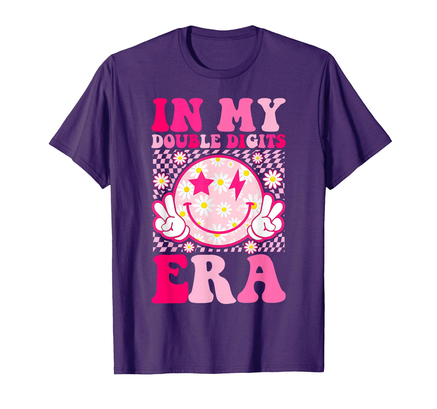 Birthday Happy Face For Women Girls In My Double Digits Era T-Shirt