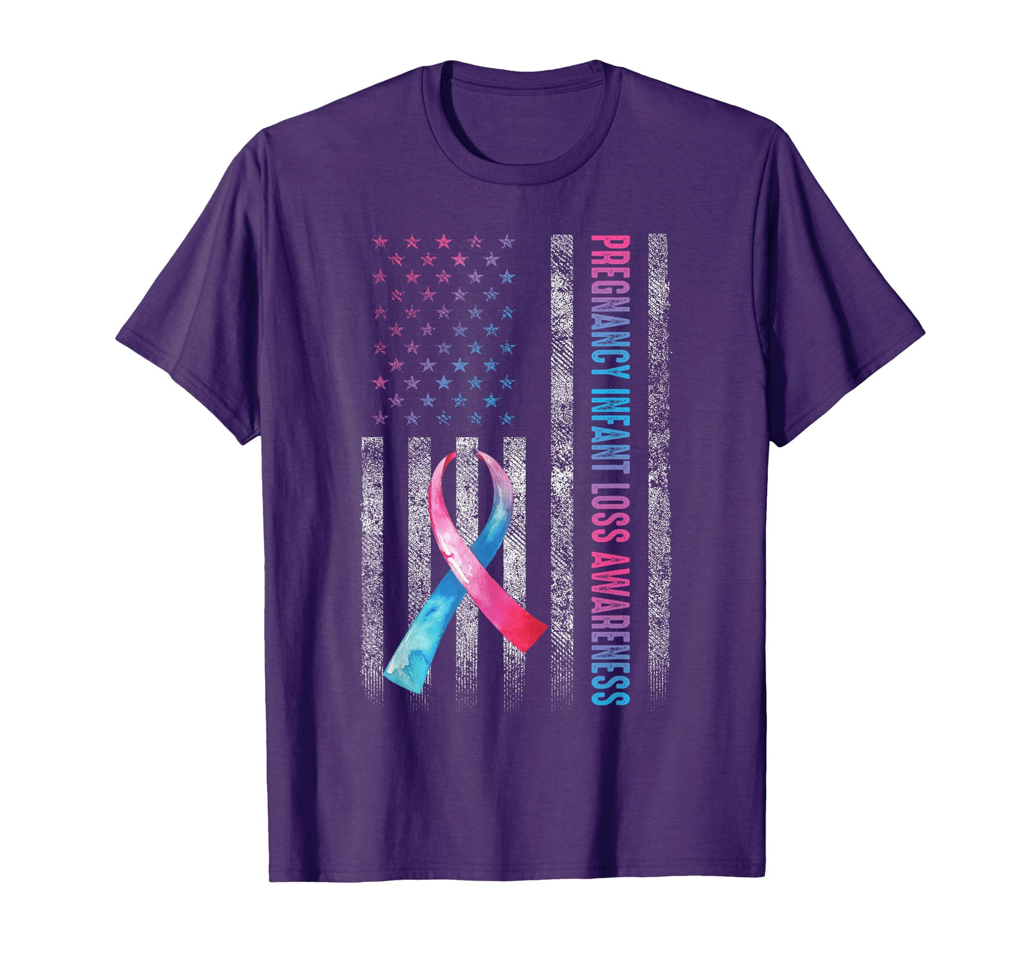 American Flag Pink & Blue Pregnancy Infant Loss Awareness T-Shirt
