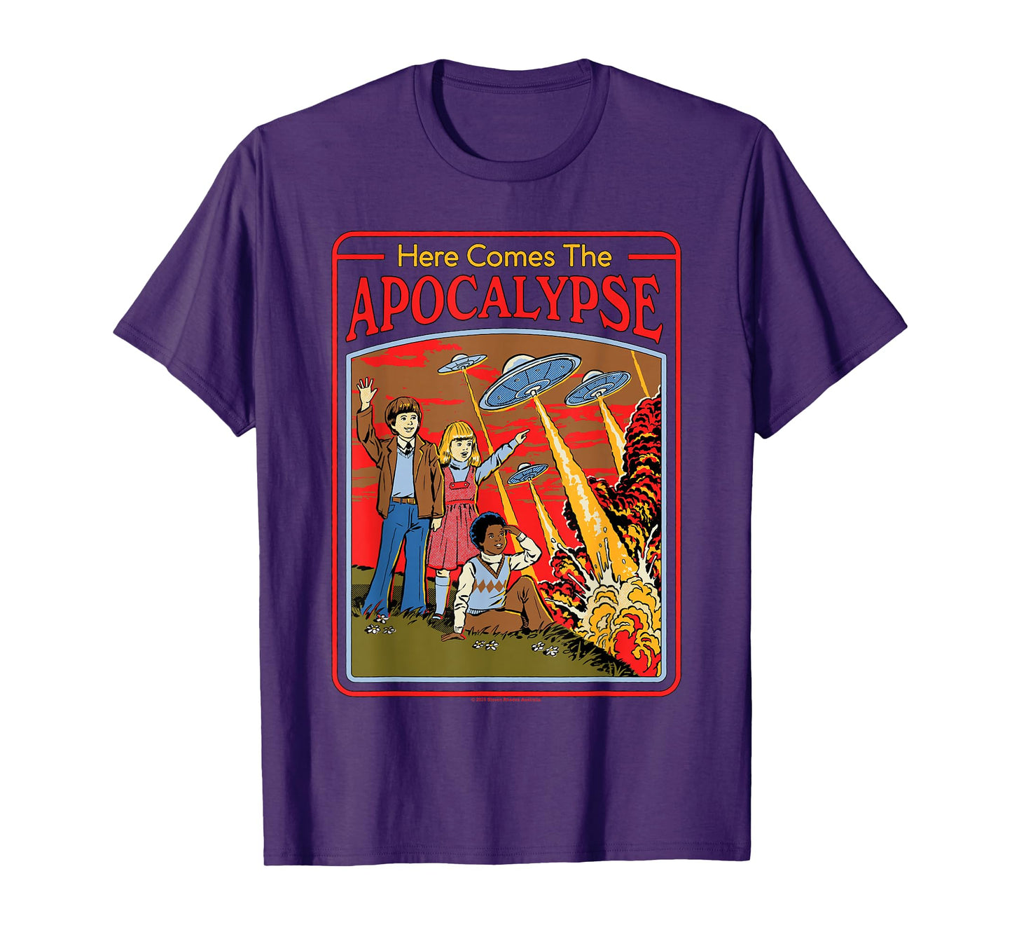 Here Comes the Apocalypse UFO Retro Funny Adult Humor T-Shirt