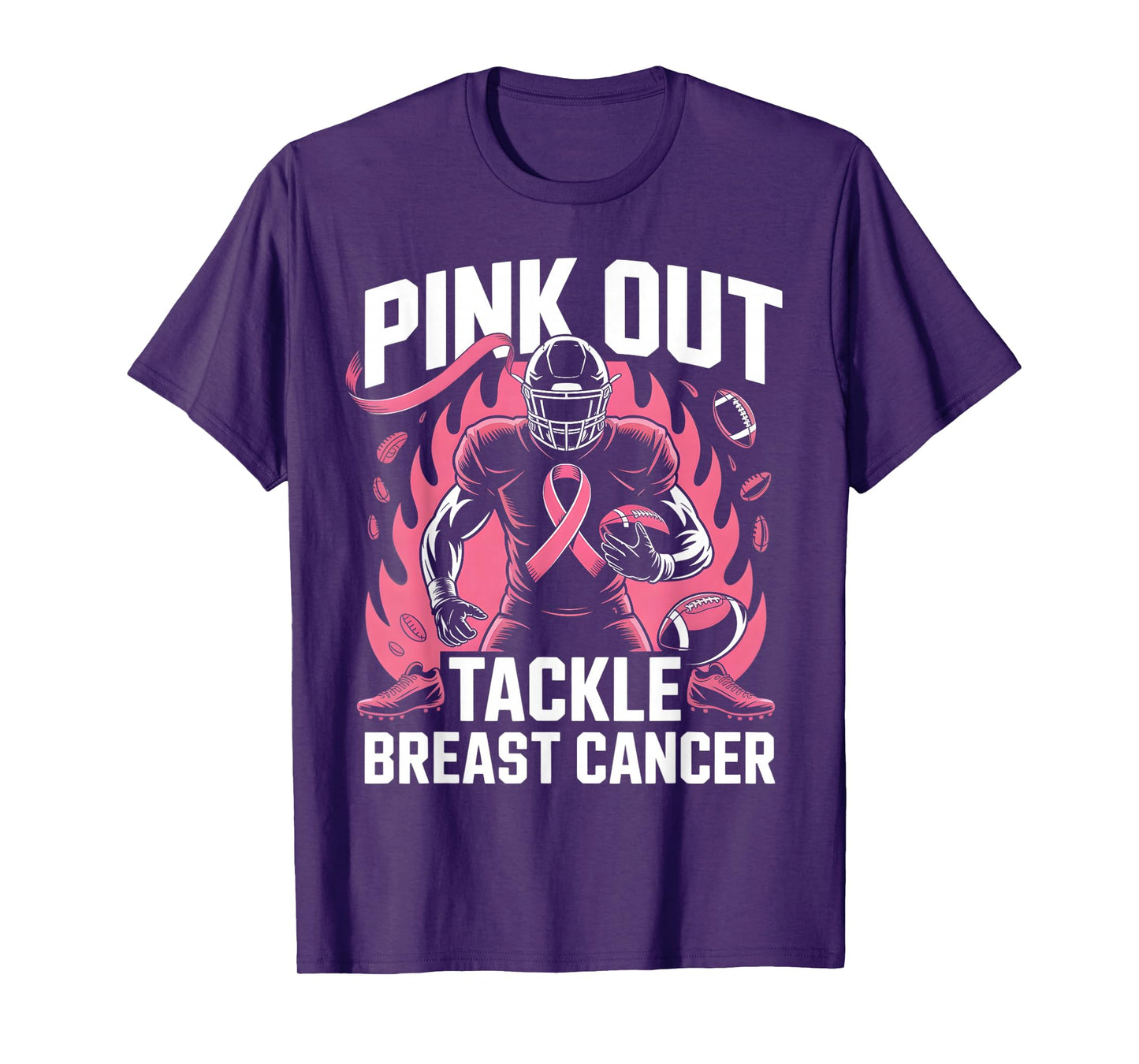Pink Out Tackle Breast Cancer Team Support American Football T-Shirt