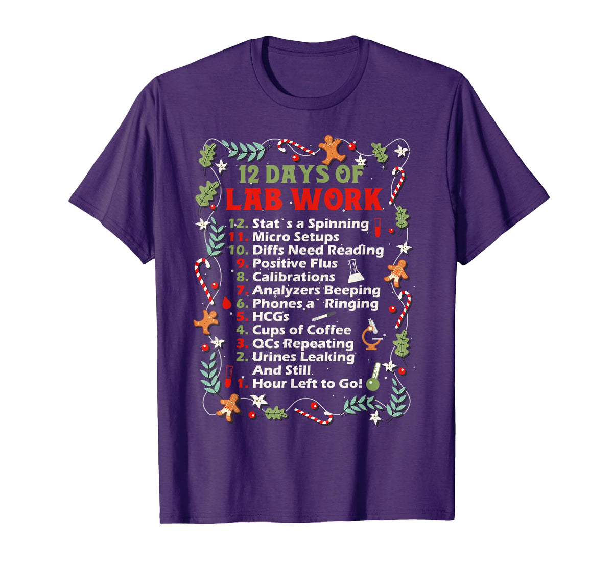 12 days of lab technician Christmas funny medical laboratory T-Shirt