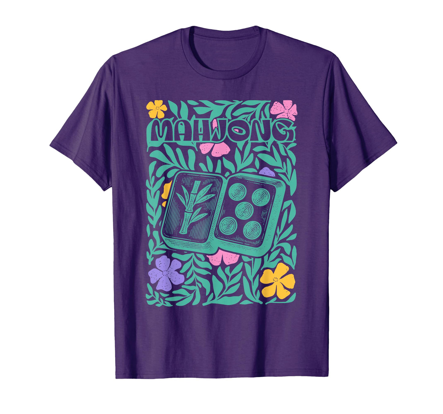 Boho Floral Mahjong Player Matching Mahjong Club Game Set T-Shirt
