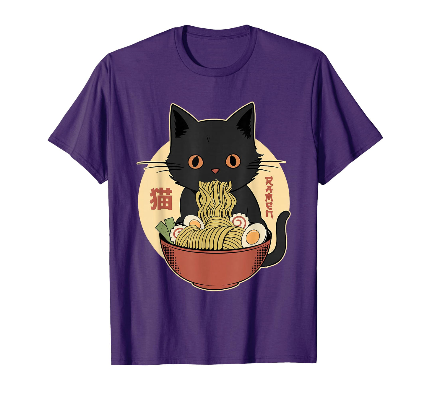 Cat Ramen Funny Graphic Tees Japanese Kawaii Cat Anime T-Shirt