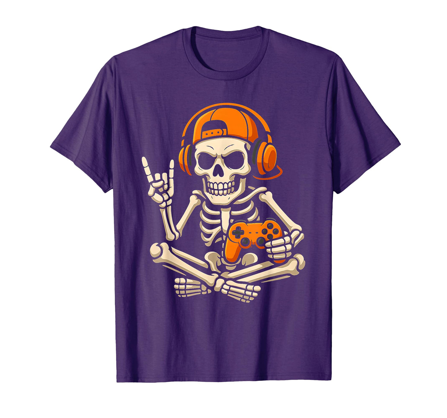 Boys Halloween Skeleton Gamer Video Gaming Teenage Kids Men T-Shirt
