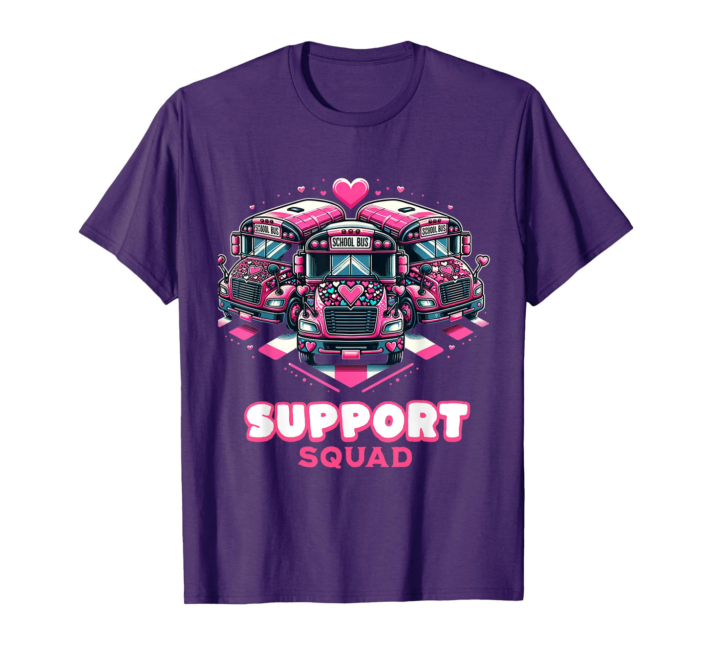 Support Squad Pink Leopard School Bus Driver Breast Cancer T-Shirt
