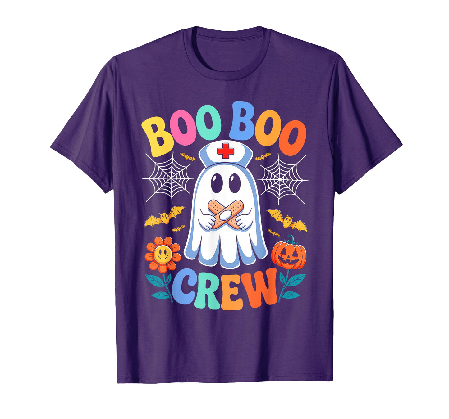 Retro Boo Boo Crew Nurse Funny Ghost Halloween Nurse Women T-Shirt