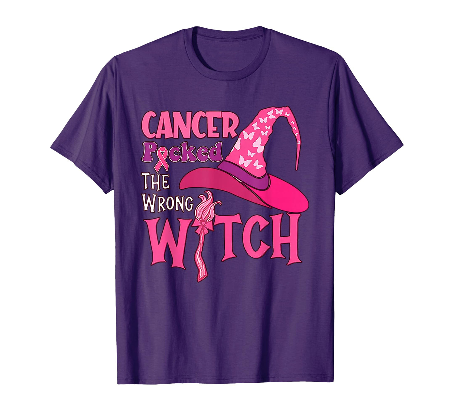 Cancer Picked The Wrong Witch Breast Cancer Halloween T-Shirt