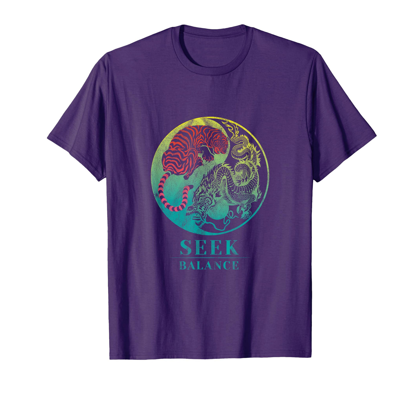 Yin Yang Symbol Dragon Tiger Seek Balance Male Female T-Shirt