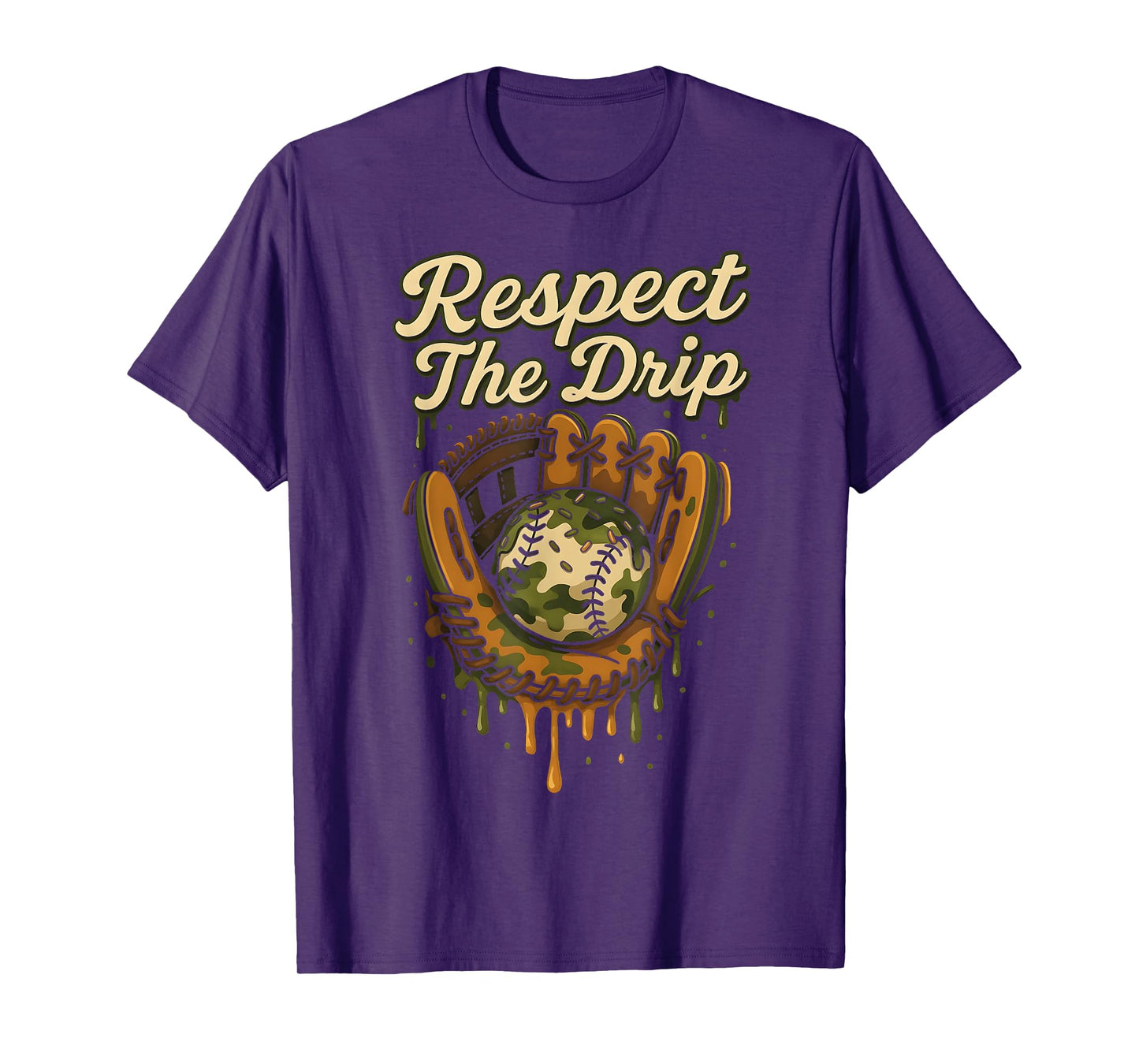 Baseball Drip Camo Baseball Glove Boys Sports Cool Game Day T-Shirt