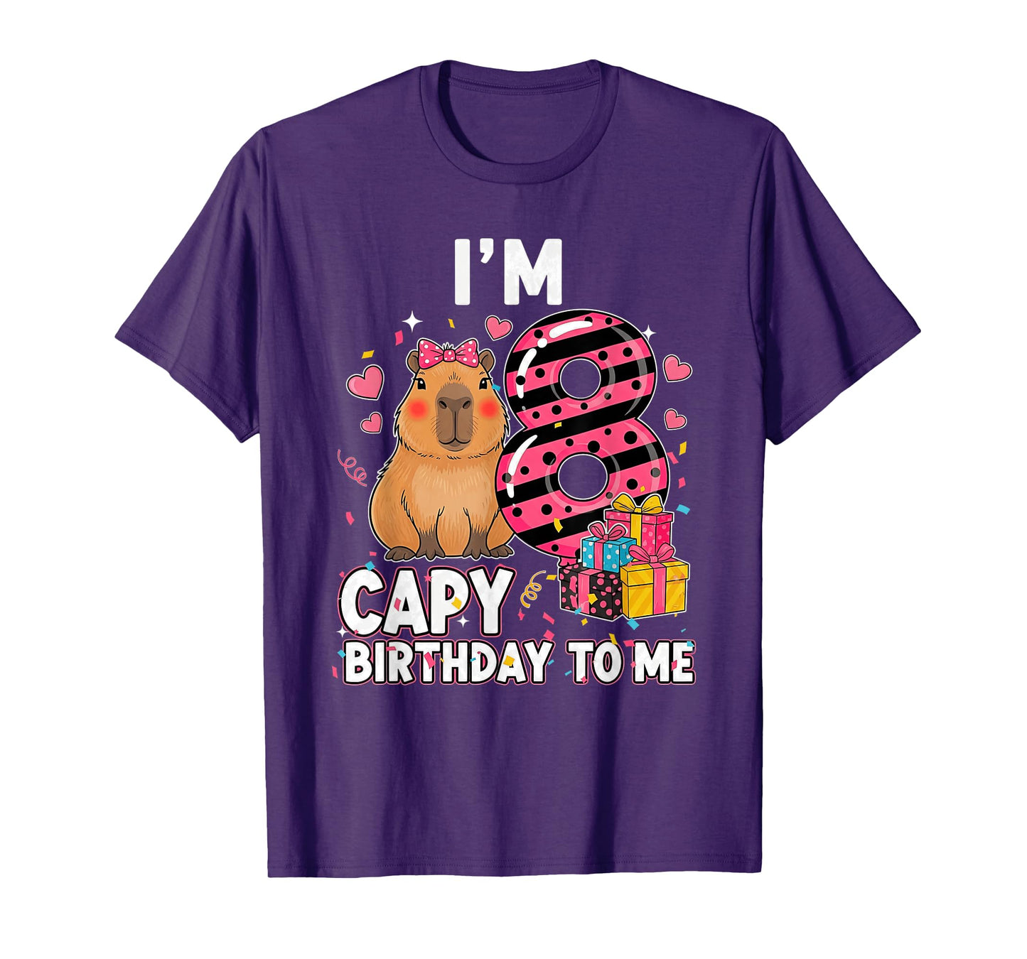 8 Years Capy Birthday to Me Girls 8th Birthday Capybara T-Shirt