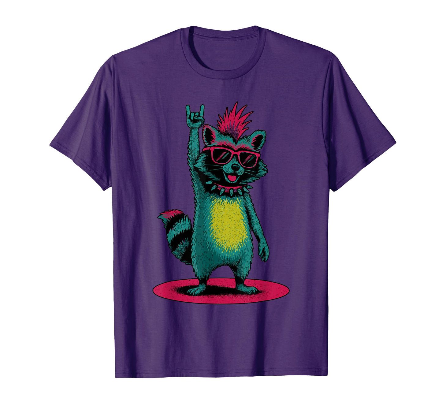 Raccoon Punk Rock and Roll Men Kids Women Funny Raccoon T-Shirt