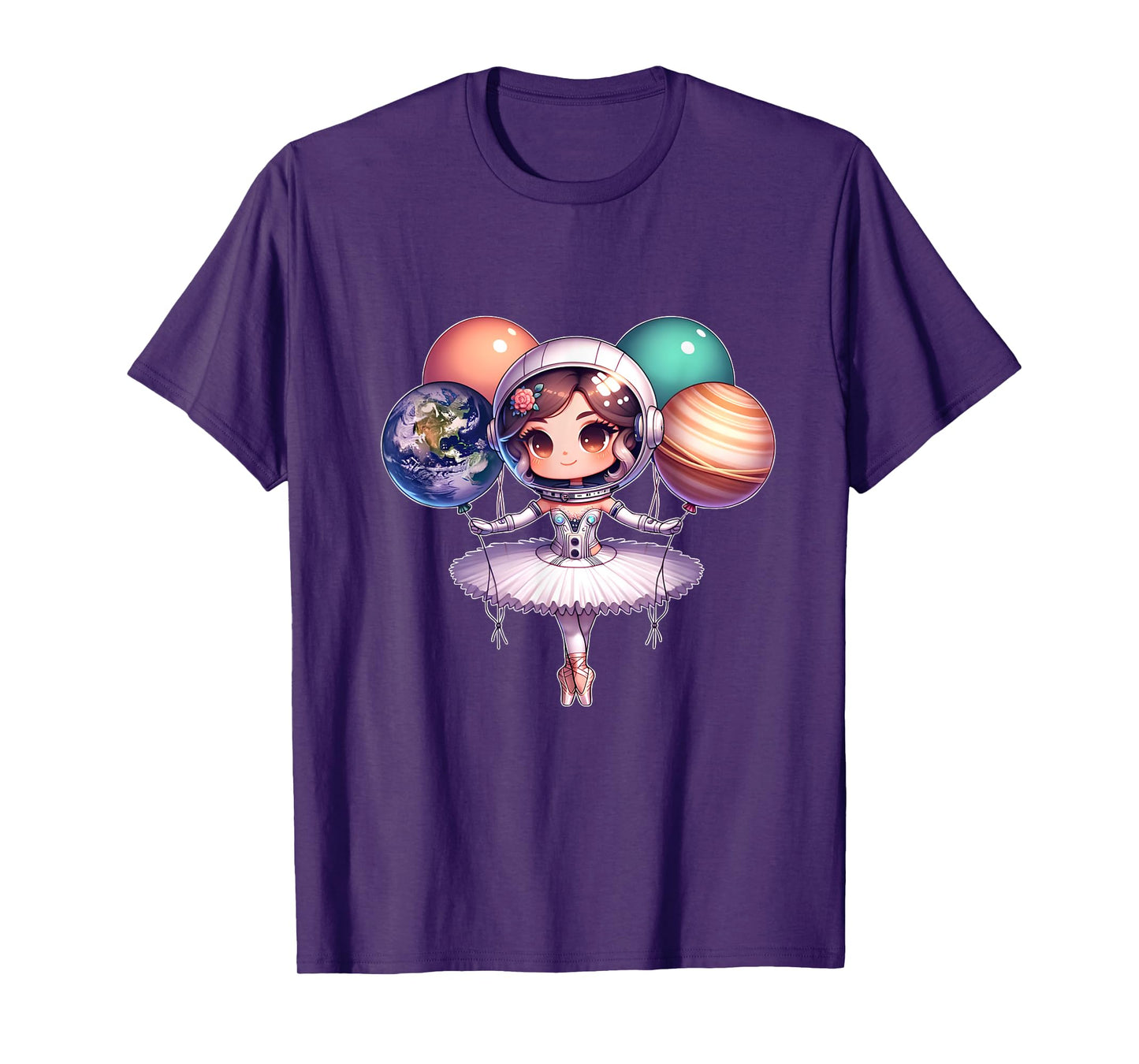 Cute ballerina girl space astronaut funny space ballons T-Shirt