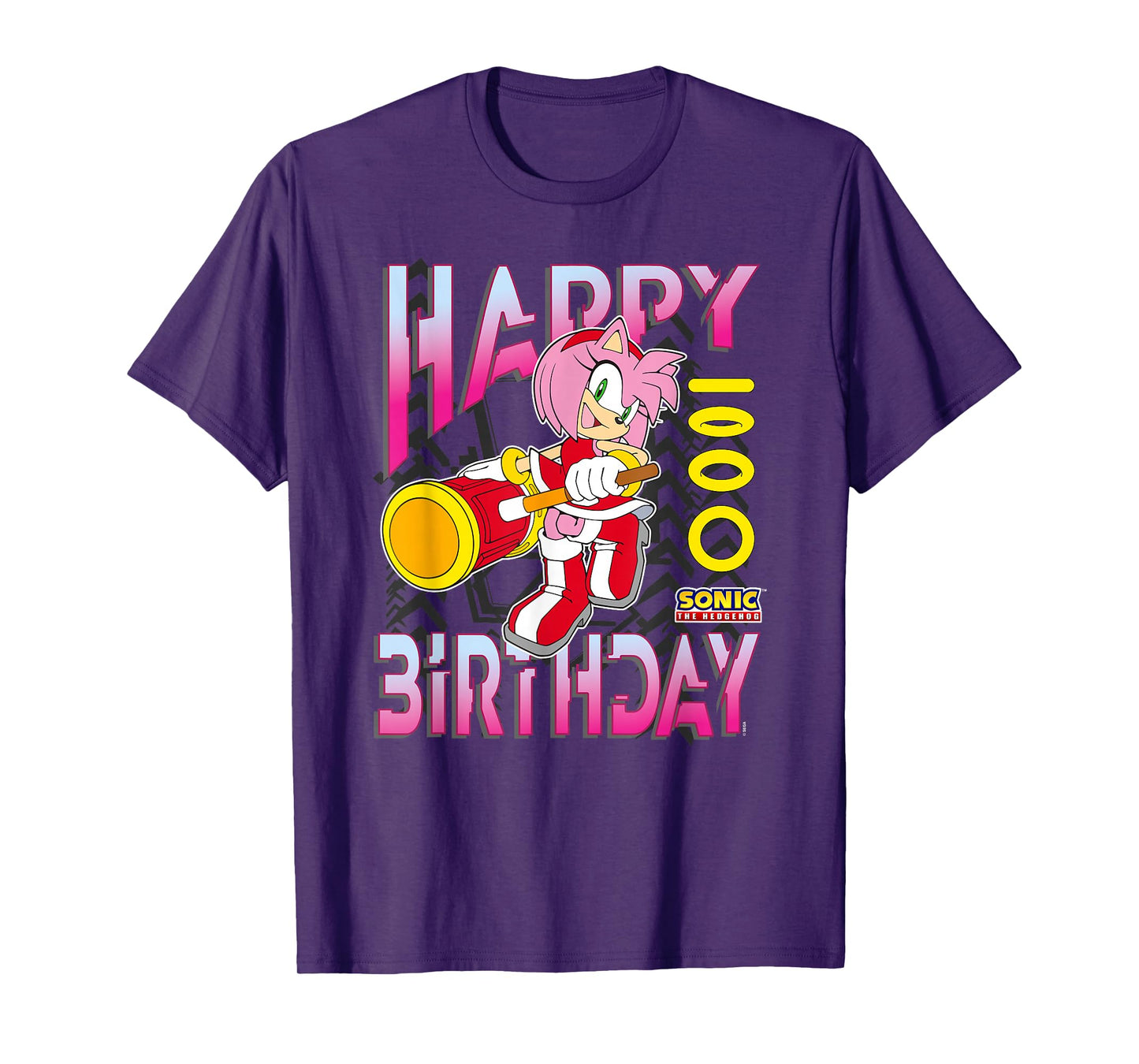 Sonic The Hedgehog Happy Birthday Amy Grid Chest Poster T-Shirt