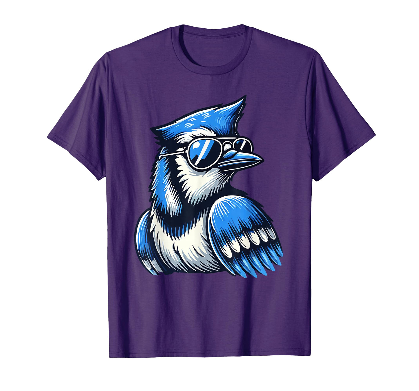 Cool Blue Jay Bird Wearing Sunglasses Funny Animal Lover T-Shirt
