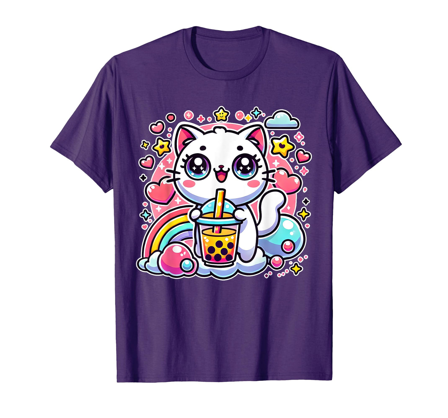 Cute Cat Boba Tea Bubble Tea Anime Kawaii Neko Gift Idea T-Shirt for Men Women Girls Kids