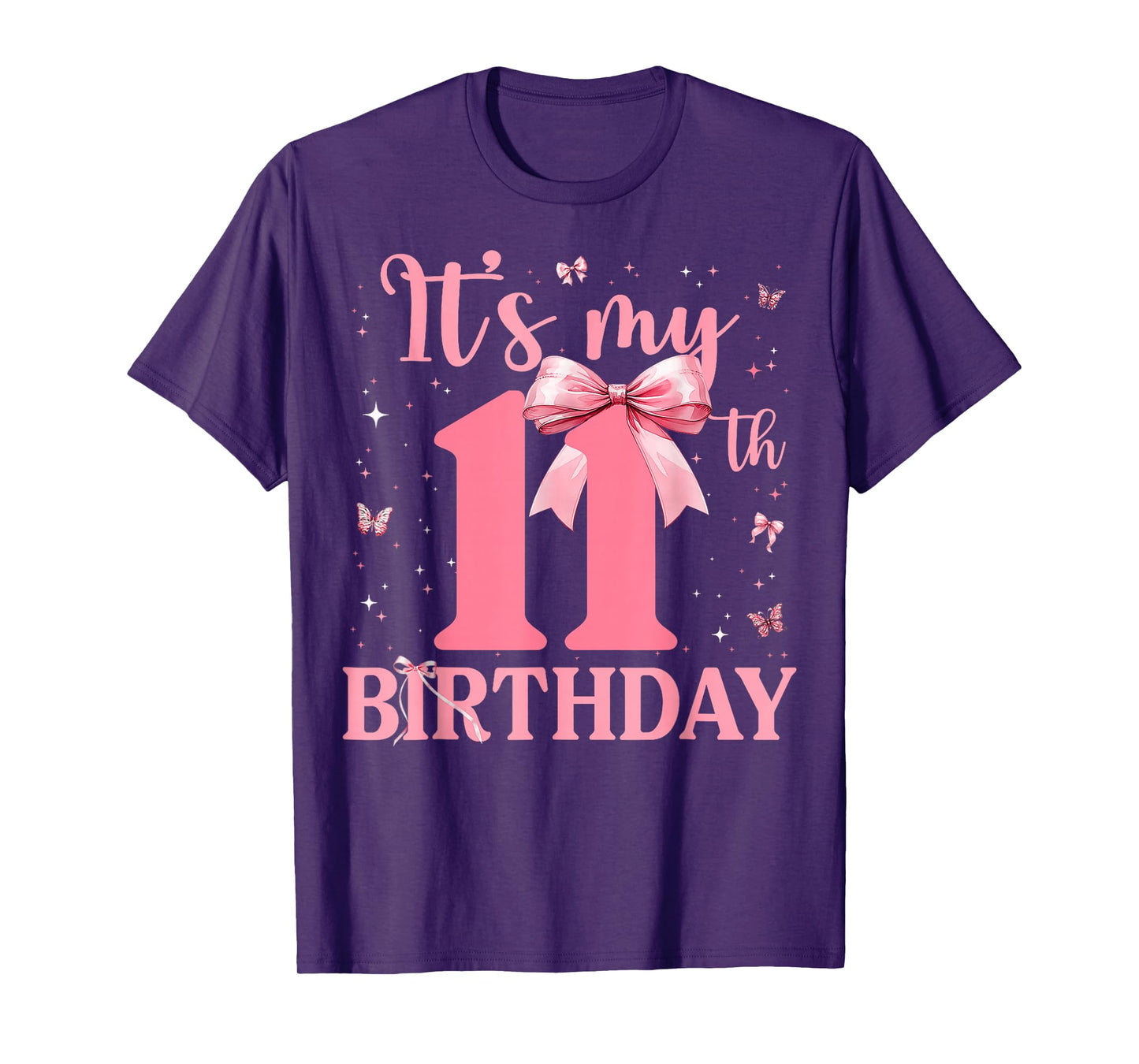It's My 11th Birthday Aesthetic Pink Bow Coquette Birthday T-Shirt