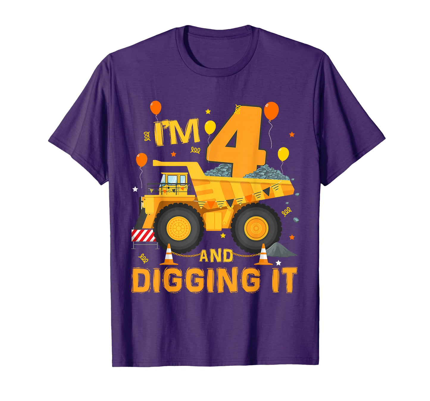 I'm 4 Year Old Digging It 4th Birthday Construction Truck T-Shirt